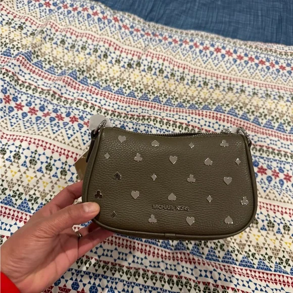 Michael Kors Olive Green Wristlet with Metallic Accents - Picture 5 of 6